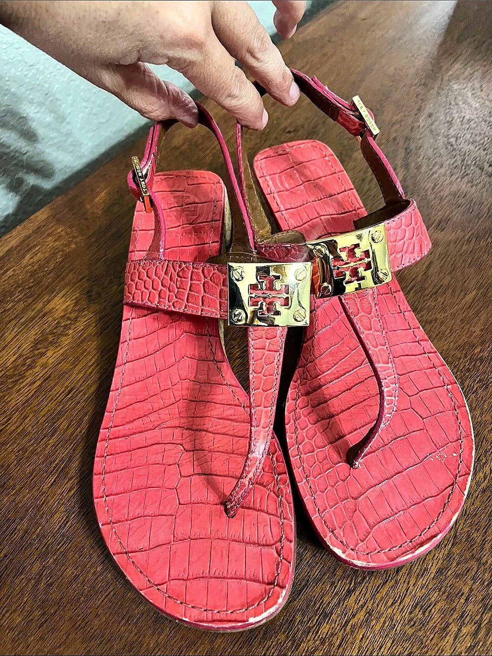 Tory Burch Pink Logo Sandals